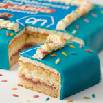 Festive marzipan photo cake blue