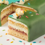 Festive marzipan photo cake green