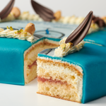 Luxury marzipan photo cake blue