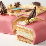 Luxurious marzipan photo cake pink