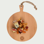 Beukenhout Serveerplank rond met eigen tekst (35cm)