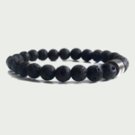 Klein geluk armband lavasteen man