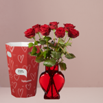 7 roses dans un vase