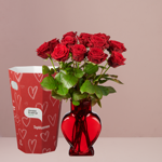 12 roses dans un vase