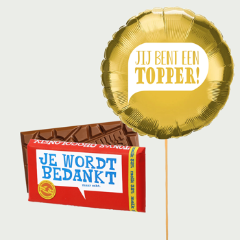 Ballon Jij bent een topper met reep Je wordt Bedankt
