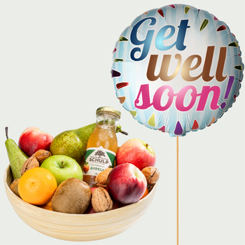 Fruit basket medium with theme balloon