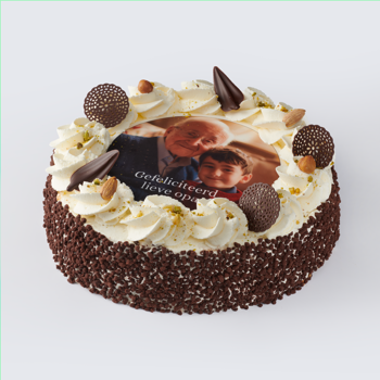 Luxe slagroom fototaart rond