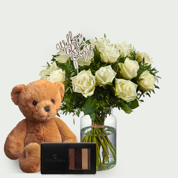 Birth bouquet Roos white