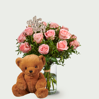 Birth bouquet Roos pink