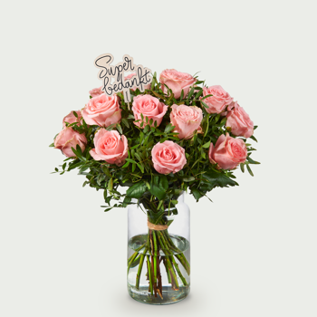 Bedanktboeket Roos roze