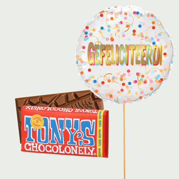 Gefeliciteerd! met Tony's Chocolonely reep
