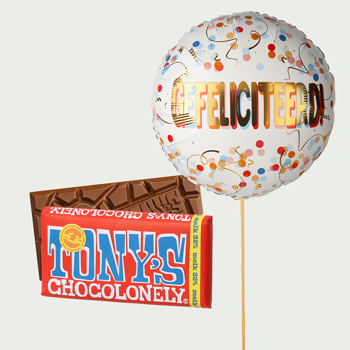 Gefeliciteerd! met Tony's Chocolonely reep