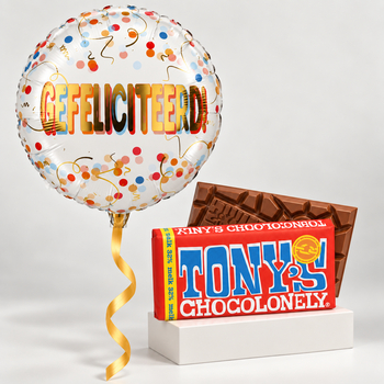 Gefeliciteerd! met Tony's Chocolonely reep