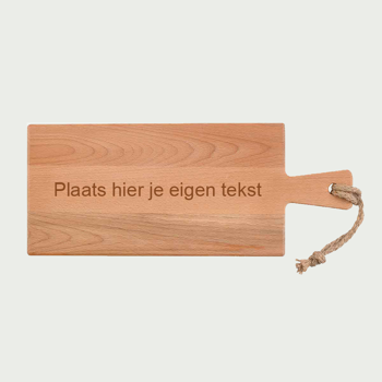 Beukenhout Serveerplank met eigen tekst (49cm)