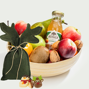 Fruit basket medium with Christmas chocolate figures