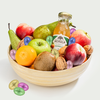 Fruitmand met paaseitjes