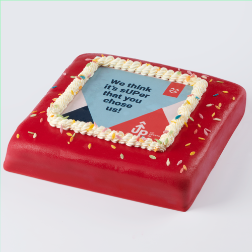 Festive marzipan photo cake red