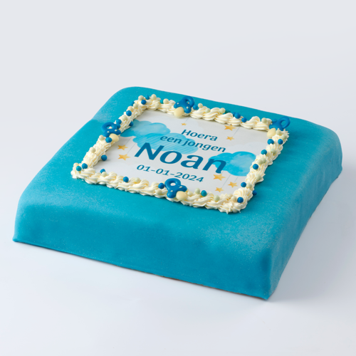 New born marzipan cake blue