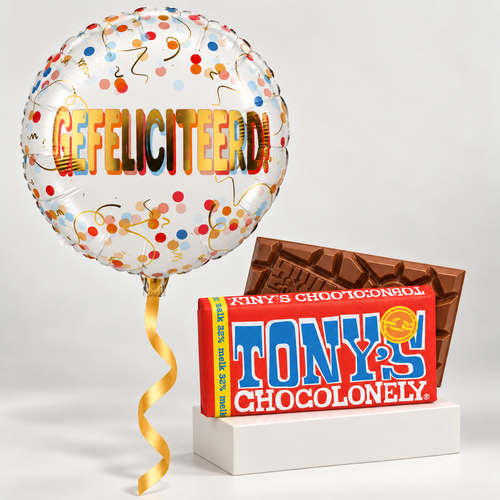 Gefeliciteerd! met Tony's Chocolonely reep