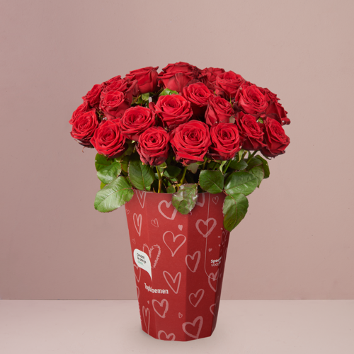 30 roses with Valentine's packaging