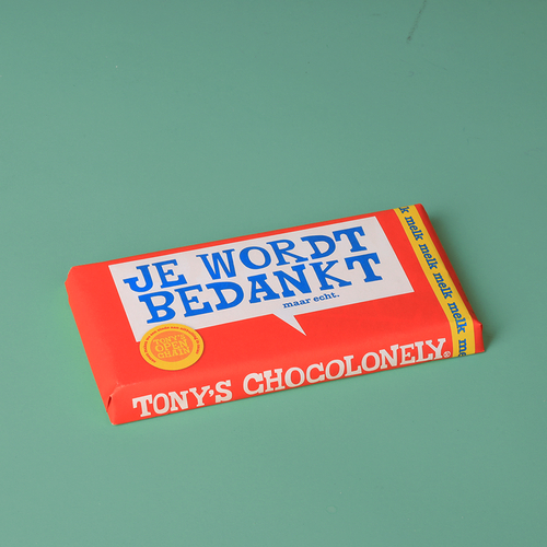 Barre de chocolat Tony Bedankt