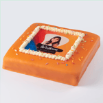 Feestelijke marsepein fototaart oranje