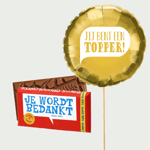 Ballon Jij bent een topper met reep Je wordt Bedankt