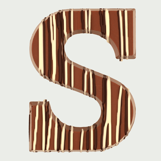 Chocoladeletter S strepen mix