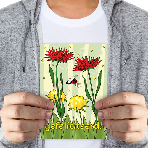 Gefeliciteerd bloemen - groot
